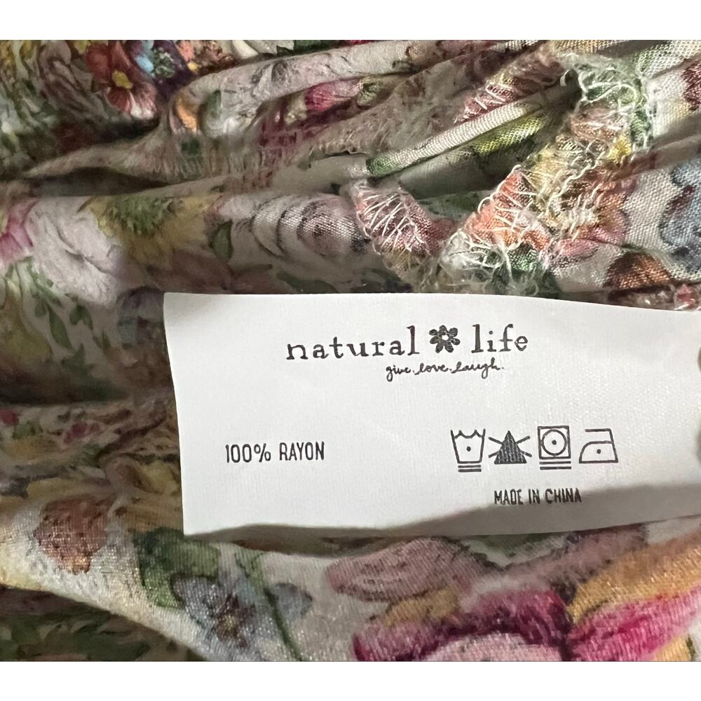 Natural Life Rebecca Tiered Midi Dress Flowy Floral Cottage Boho Pockets XXL - Picture 10 of 10